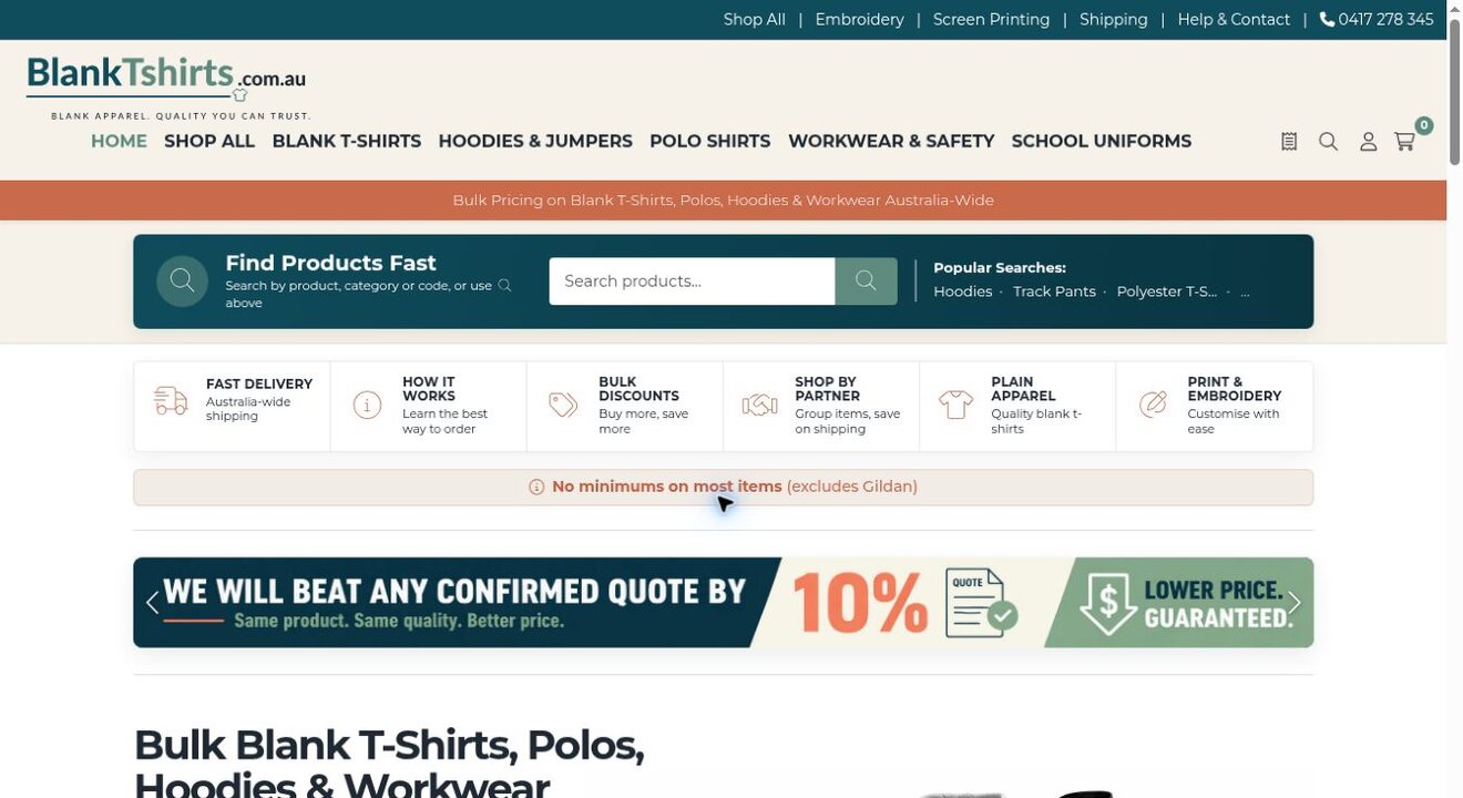 BlankTShirts.com.au website